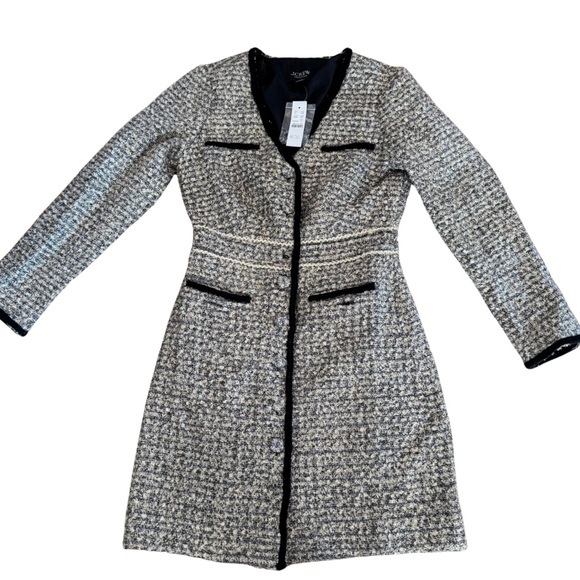 J. Crew Black Sparkle Tweed Long Sleeve Dress - Picture 1 of 5